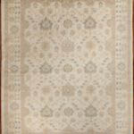 8287 Persian Mahal rug design with a “tile pattern” on an ivory back ground all motifs are in soft tone colors.